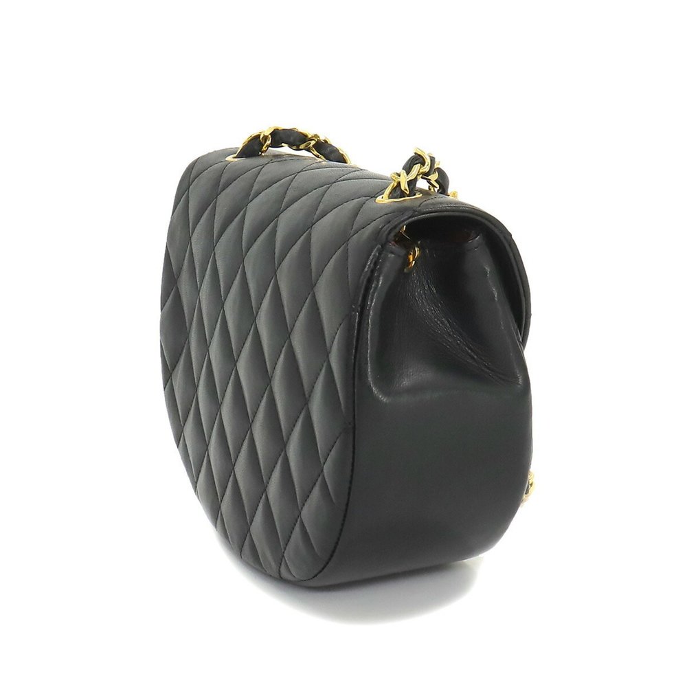 CHANEL Matelasse Half Moon Chain Shoulder Bag Leather Black Gold Hardware Vin... - Picture 3 of 10
